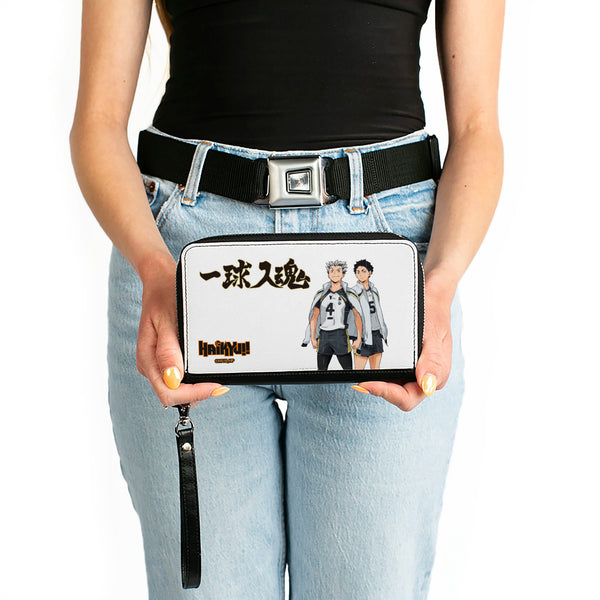 Buckle-Down PU Zip Around Wallet Rectangle - HAIKYU Fukurodani Academy Bokuto And Akaashi Players Pose White