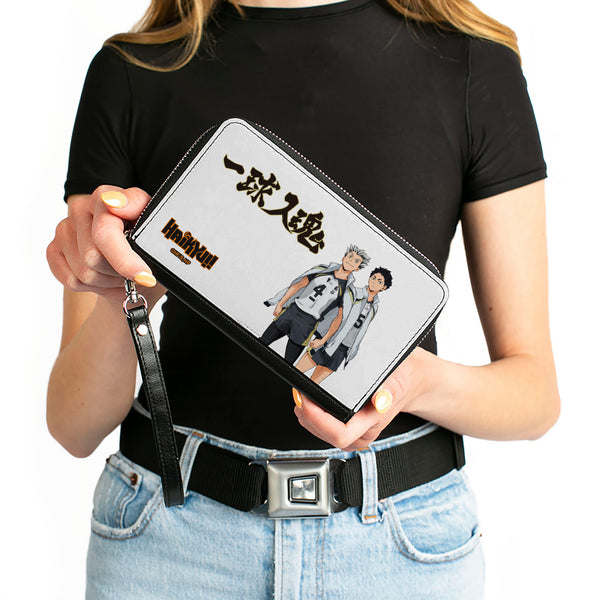 Buckle-Down PU Zip Around Wallet Rectangle - HAIKYU Fukurodani Academy Bokuto And Akaashi Players Pose White
