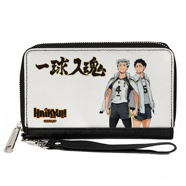 Buckle-Down PU Zip Around Wallet Rectangle - HAIKYU Fukurodani Academy Bokuto and Akaashi Players Pose White