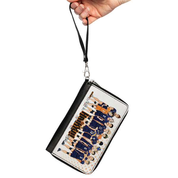 Buckle-Down PU Zip Around Wallet Rectangle - HAIKYU Karasuno High School Team Group Pose White