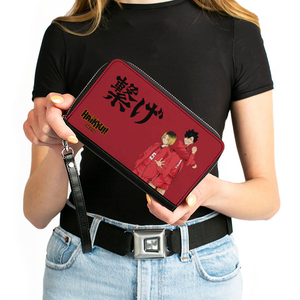 Buckle-Down PU Zip Around Wallet Rectangle - HAIKYU Nekoma High School Kozume And Kuroo CONNECT Pose Red