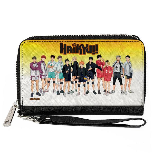 Buckle-Down PU Zip Around Wallet Rectangle - HAIKYU Six Volleyball Team Player Pairs Line Up Yellows