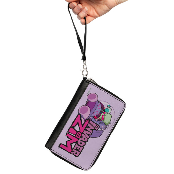 Buckle-Down PU Zip Around Wallet Rectangle - Invader Zim And GIR Voot Cruiser Pose And Title Logo Lavender