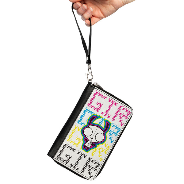 Buckle-Down PU Zip Around Wallet Rectangle - Invader Zim GIR Pose And Text White/Multi Color