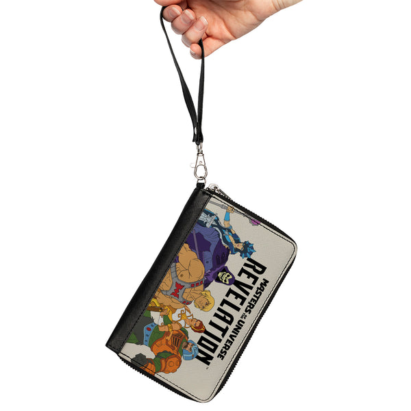Buckle-Down PU Zip Around Wallet Rectangle - MASTERS OF THE UNIVERSE REVELATION Group Pose And Title Logo White/Black