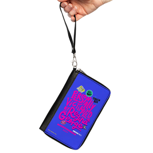 Buckle-Down PU Zip Around Wallet Rectangle - Mean Girls PERSONALLY VICTIMIZED BY REGINA Collage Blue/Pink