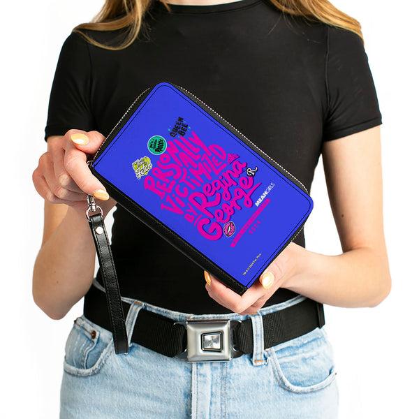 Buckle-Down PU Zip Around Wallet Rectangle - Mean Girls PERSONALLY VICTIMIZED BY REGINA Collage Blue/Pink