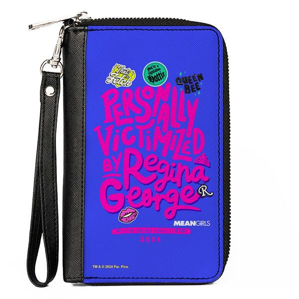 Buckle-Down PU Zip Around Wallet Rectangle - Mean Girls PERSONALLY VICTIMIZED BY REGINA Collage Blue/Pink
