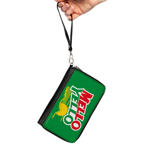 Buckle-Down PU Zip Around Wallet Rectangle - MELLO YELLO Logo Green/White/Red/Yellow