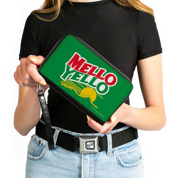 Buckle-Down PU Zip Around Wallet Rectangle - MELLO YELLO Logo Green/White/Red/Yellow