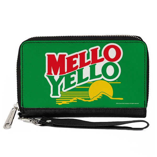 Buckle-Down PU Zip Around Wallet Rectangle - MELLO YELLO Logo Green/White/Red/Yellow