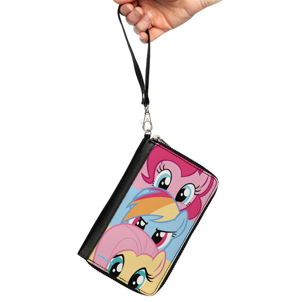 Buckle-Down PU Zip Around Wallet Rectangle - My Little Pony Pinkie Pie Rainbow Dash Fluttershy Face Stack