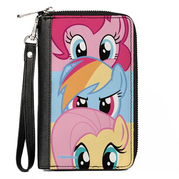 Buckle-Down PU Zip Around Wallet Rectangle - My Little Pony Pinkie Pie Rainbow Dash Fluttershy Face Stack
