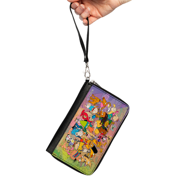 Buckle-Down PU Zip Around Wallet Rectangle - Nick 90's Character Group Pose Fade Multi Color