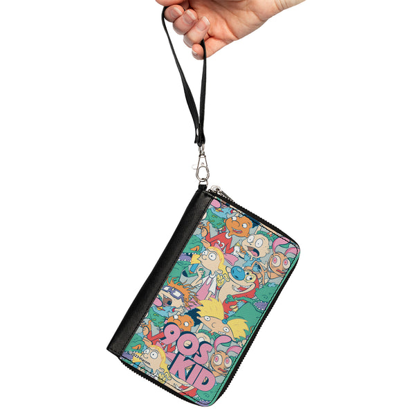 Buckle-Down PU Zip Around Wallet Rectangle - Nick Rewind 90'S KID Character Mash Up Collage