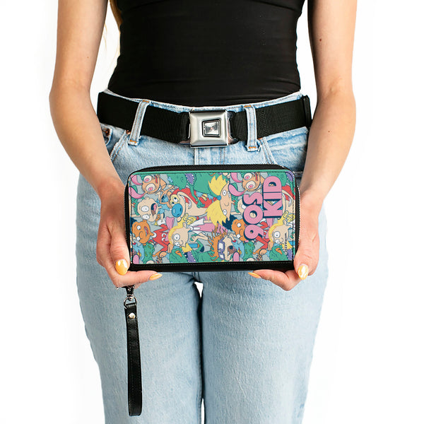 Buckle-Down PU Zip Around Wallet Rectangle - Nick Rewind 90'S KID Character Mash Up Collage