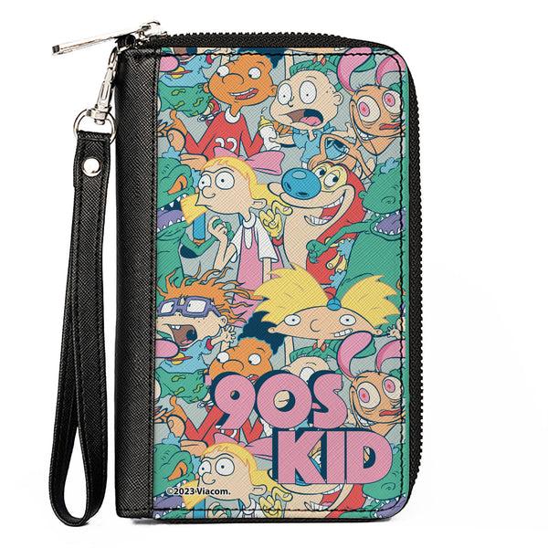 Buckle-Down PU Zip Around Wallet Rectangle - Nick Rewind 90'S KID Character Mash Up Collage