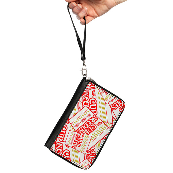 Buckle-Down PU Zip Around Wallet Rectangle - NISSIN CUP NOODLES Cups Stacked White/Red/Dark Yellow