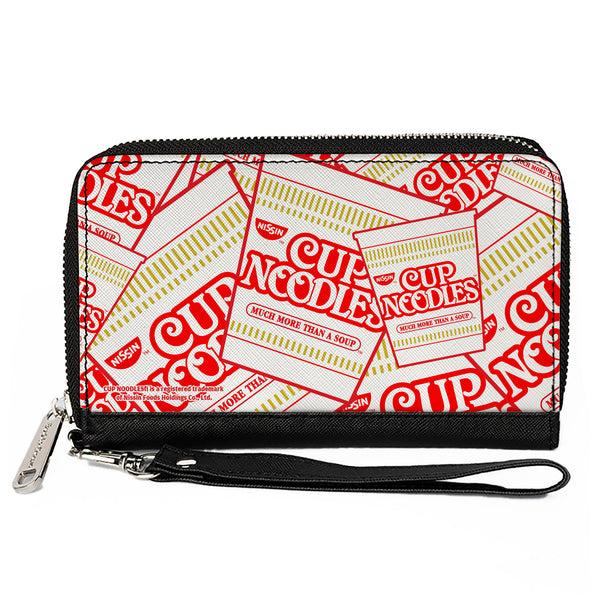 Buckle-Down PU Zip Around Wallet Rectangle - NISSIN CUP NOODLES Cups Stacked White/Red/Dark Yellow