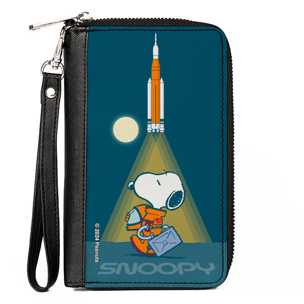 Buckle-Down PU Zip Around Wallet Rectangle - Peanuts Astronaut Rocket Launch Snoopy Pose Blues