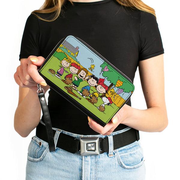 Buckle-Down PU Zip Around Wallet Rectangle - Peanuts Gang Backyard Baseball Group Pose