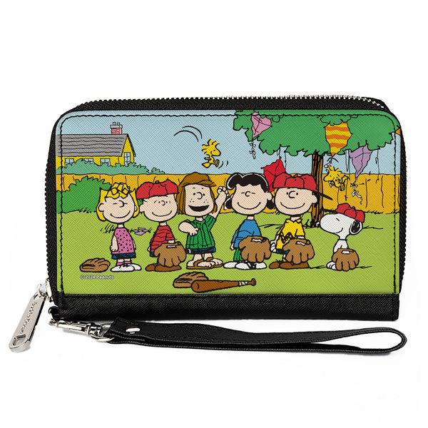 Buckle-Down PU Zip Around Wallet Rectangle - Peanuts Gang Backyard Baseball Group Pose