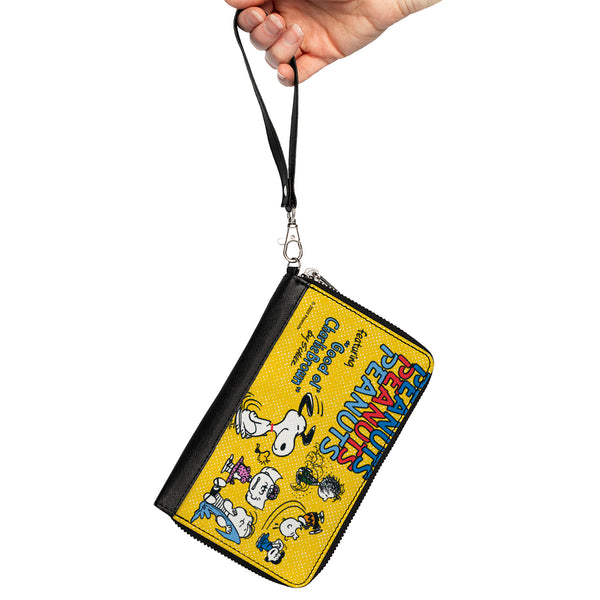 Buckle-Down PU Zip Around Wallet Rectangle - PEANUTS Gang FEATURING GOOD OL CHARLIE BROWN Character Poses Yellow/Multi Color