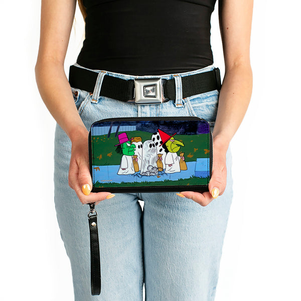 Buckle-Down PU Zip Around Wallet Rectangle - Peanuts Gang Halloween Trick Or Treat Group Pose