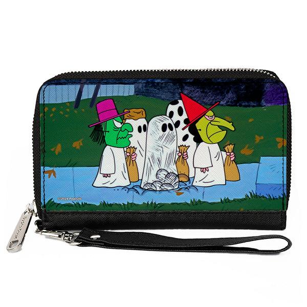 Buckle-Down PU Zip Around Wallet Rectangle - Peanuts Gang Halloween Trick or Treat Group Pose