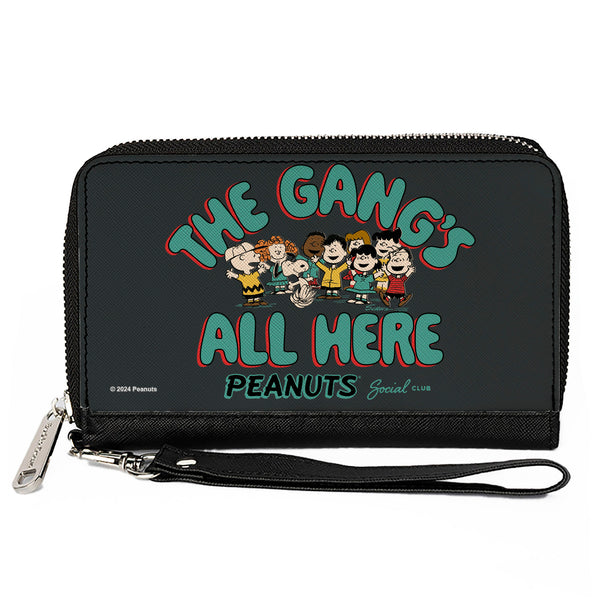 Buckle-Down PU Zip Around Wallet Rectangle - Peanuts Gang THE GANG'S ALL HERE Group Pose Black/Blue