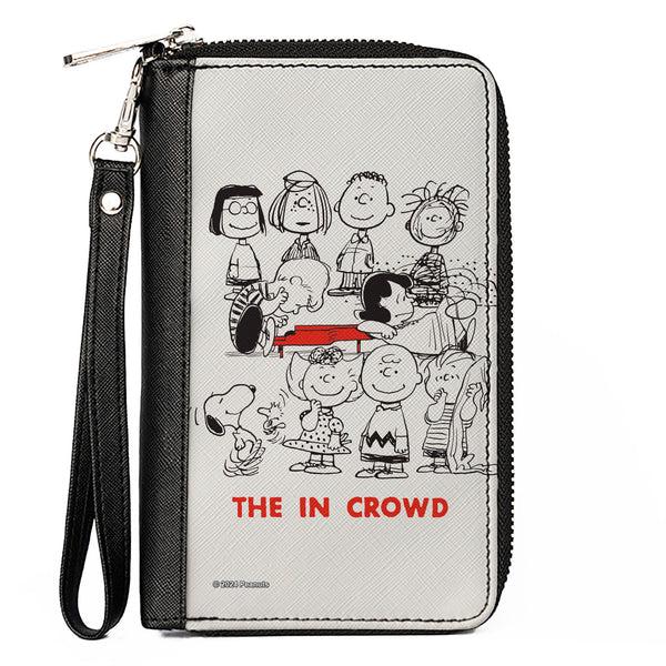 Buckle-Down PU Zip Around Wallet Rectangle - Peanuts Gang THE IN CROWD Group Pose White/Black/Red