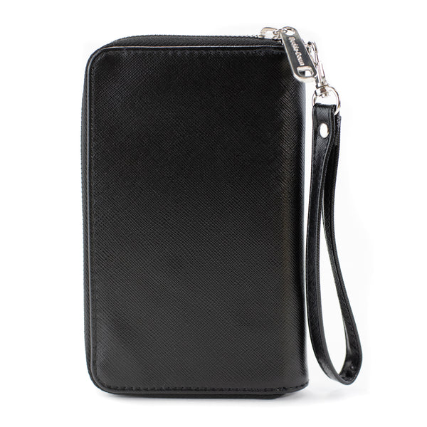 Buckle-Down PU Zip Around Wallet Rectangle - Peanuts Holiday Christmas Tree Group Pose Greens