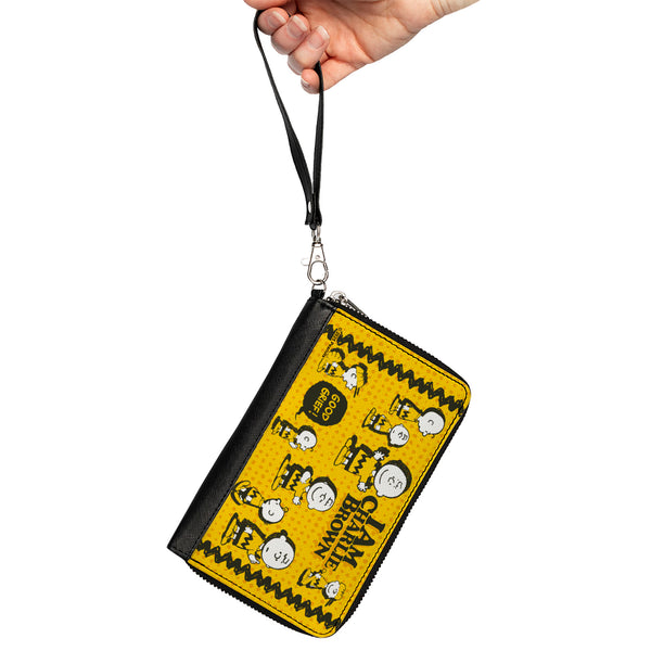Buckle-Down PU Zip Around Wallet Rectangle - Peanuts I AM CHARLIE BROWN Poses And Zig Zag Stripe Yellows/Black