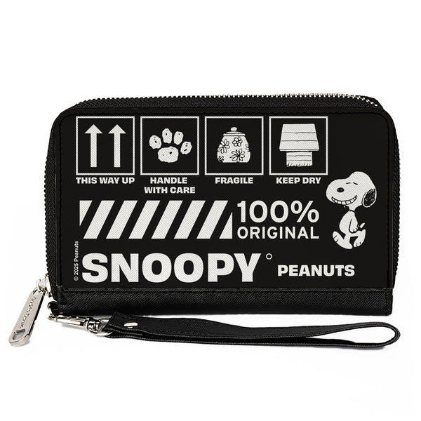 Buckle-Down PU Zip Around Wallet Rectangle - Peanuts SNOOPY Care Symbols 100% ORIGINAL Black/White