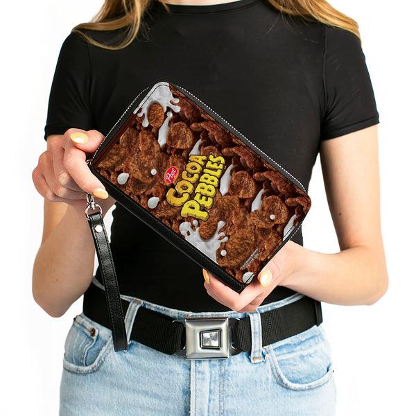 Buckle-Down PU Zip Around Wallet Rectangle - POST COCOA PEBBLES Logo And Vivid Cereal Browns
