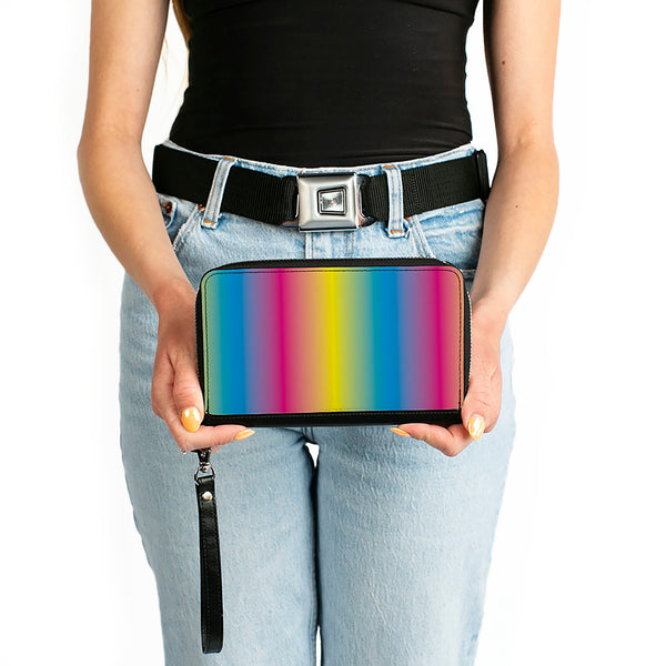 Buckle-Down PU Zip Around Wallet Rectangle - Rainbow Ombre