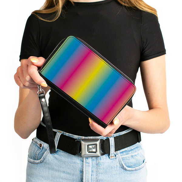 Buckle-Down PU Zip Around Wallet Rectangle - Rainbow Ombre