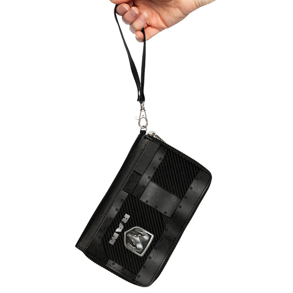 Buckle-Down PU Zip Around Wallet Rectangle - RAM Logo Armor Black/Grays