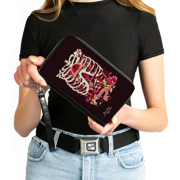 Buckle-Down PU Zip Around Wallet Rectangle - Rick And Morty ANATOMY PARK Rib Cage Scene Black