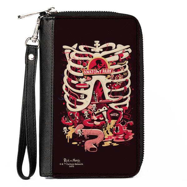 Buckle-Down PU Zip Around Wallet Rectangle - Rick and Morty ANATOMY PARK Rib Cage Scene Black