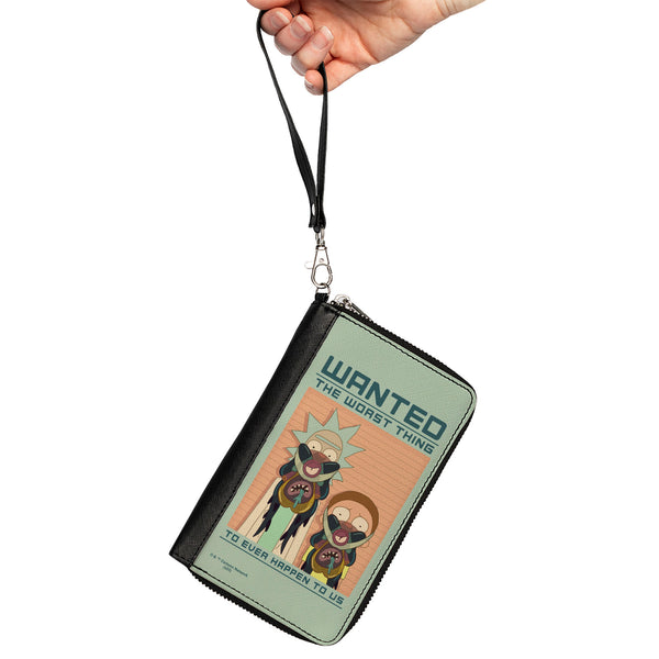 Buckle-Down PU Zip Around Wallet Rectangle - Rick And Morty WANTED Poster THE WORST THING Pose