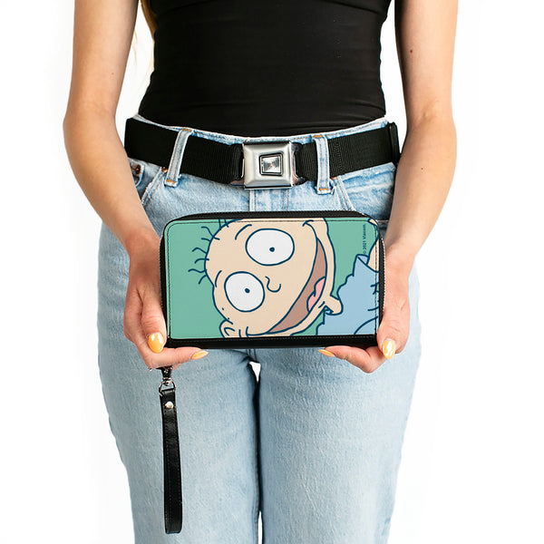Buckle-Down PU Zip Around Wallet Rectangle - Rugrats Tommy Pickles Face CLOSE-UP Seafoam Green