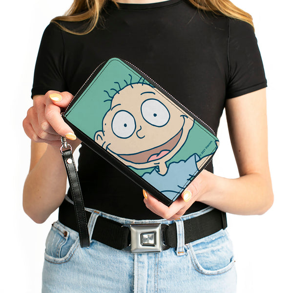 Buckle-Down PU Zip Around Wallet Rectangle - Rugrats Tommy Pickles Face CLOSE-UP Seafoam Green