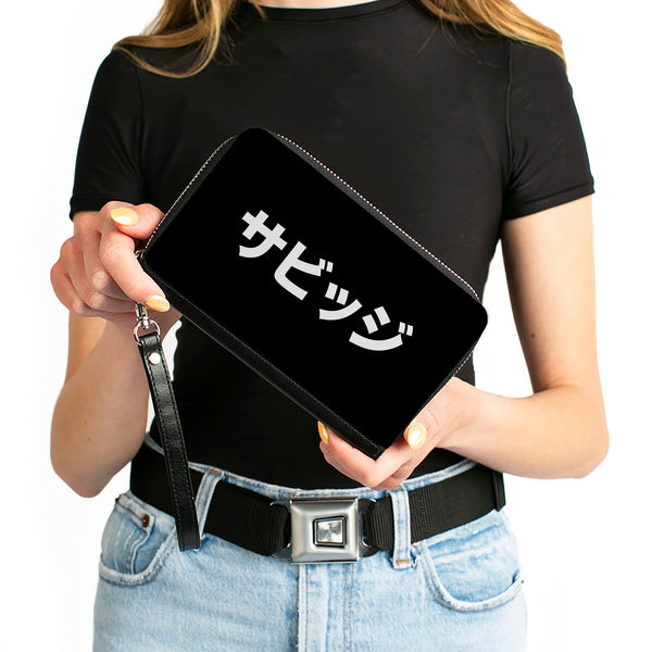 Buckle-Down PU Zip Around Wallet Rectangle - SAVAGE Kanji Black/White