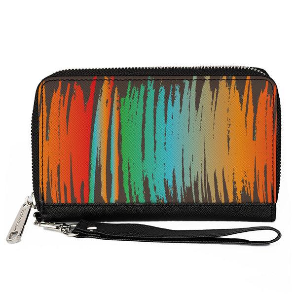 Buckle-Down PU Zip Around Wallet Rectangle - Scribble Zarape Fade Brown/Multi Color