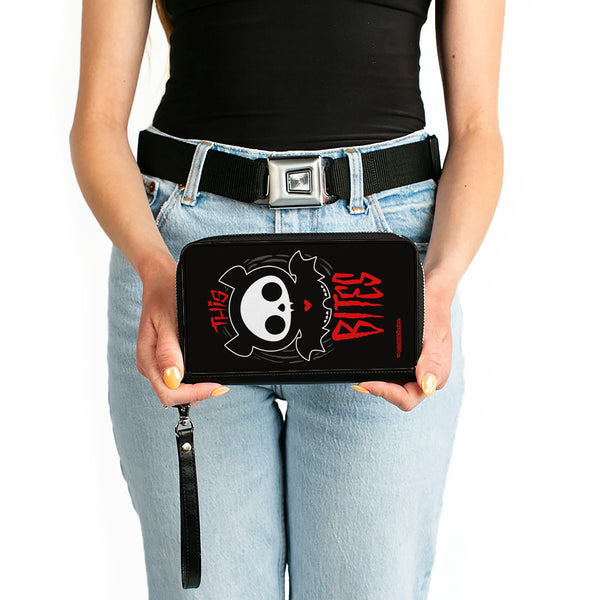 Buckle-Down PU Zip Around Wallet Rectangle - SKELANIMALS Diego The Bat Fog Pose This Bites