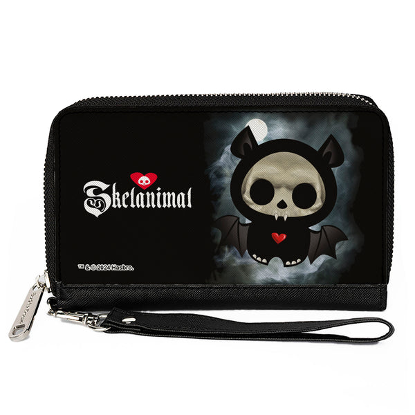 Buckle-Down PU Zip Around Wallet Rectangle - SKELANIMALS Diego the Bat Fog Pose and Title Logo Black/White