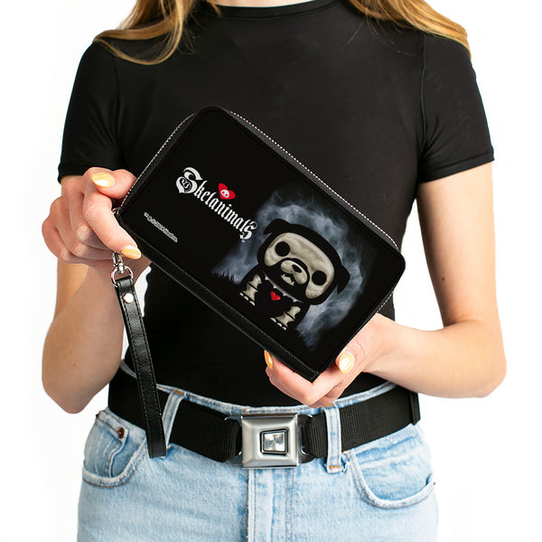 Buckle-Down PU Zip Around Wallet Rectangle - SKELANIMALS Maxx The Bulldog Fog Pose And Title Logo Black/White
