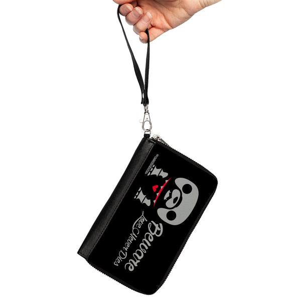 Buckle-Down PU Zip Around Wallet Rectangle - Skelanimals Maxx The Bulldog BEWARE LOVE NEVER DIES Pose Black/White/Red