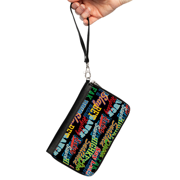 Buckle-Down PU Zip Around Wallet Rectangle - Slang Verbiage Stacked Black/Multi Color